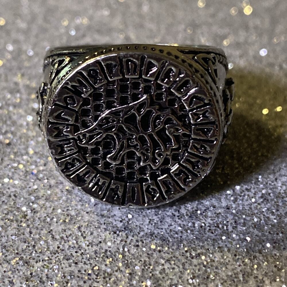 Nordic Viking Runes Ring Stainless Steel Size 8